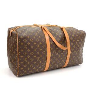 Authentic Louis Vuitton Brown Monogram Sac Souple 55 Boston Travel Bag